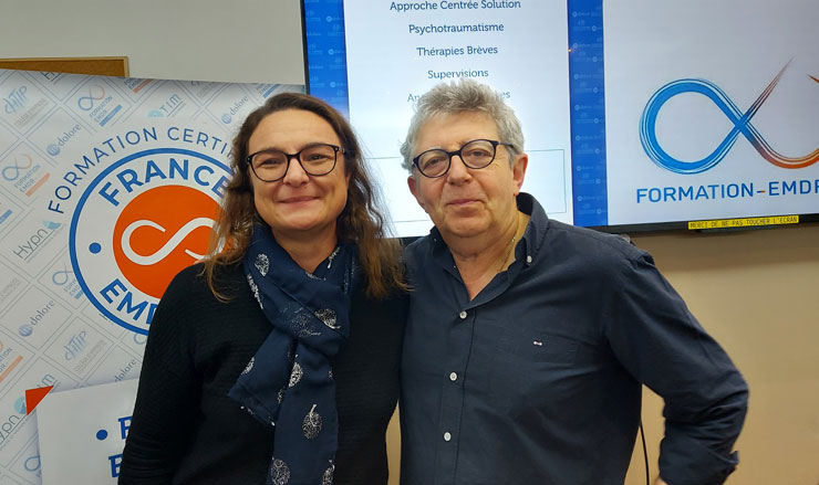 Tulay ELASRI (Nancy) et Laurent GROSS (Paris) en Formation EMDR IMO Integration Mouvements Oculaires en Thérapie.